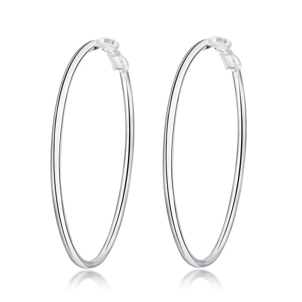 Women's 925 Silver Hoop Earrings, 5-8 cm Round Design