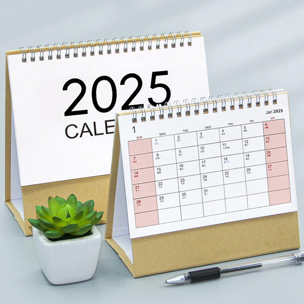 New 2025 Desk Calendar Small Simple Desktop Calendar Standing Flip Calendar Agenda Yearly Monthly Planner Xmas gift