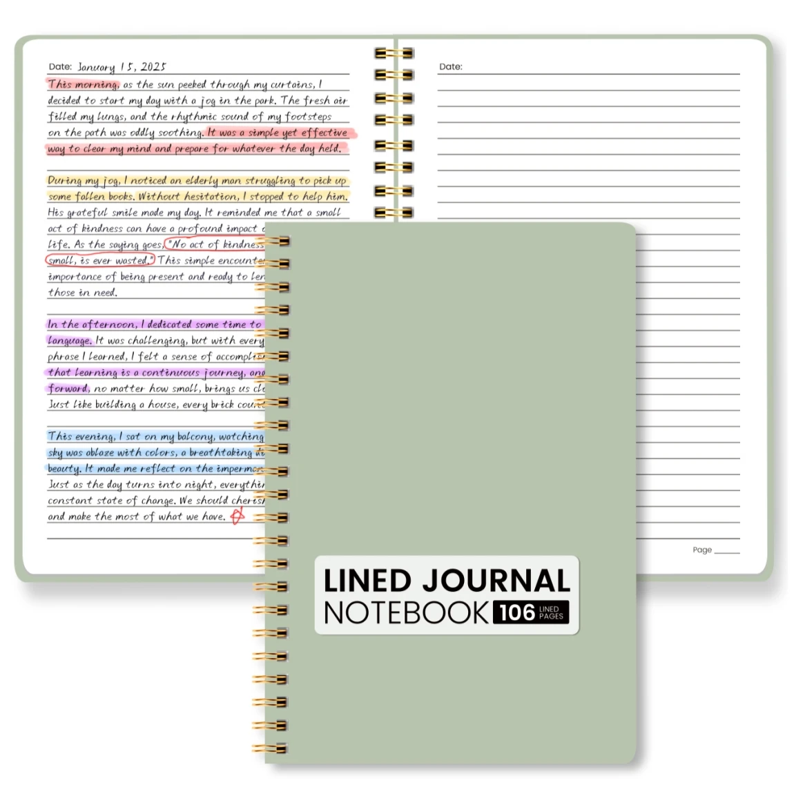 

Lined Journal Notebook Spiral Bound A5 Writing Notebook with 106 Pages for School Work Notes Journaling