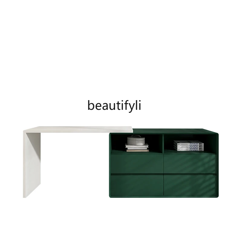 

Italian double desk light luxury study furniture set combination design office