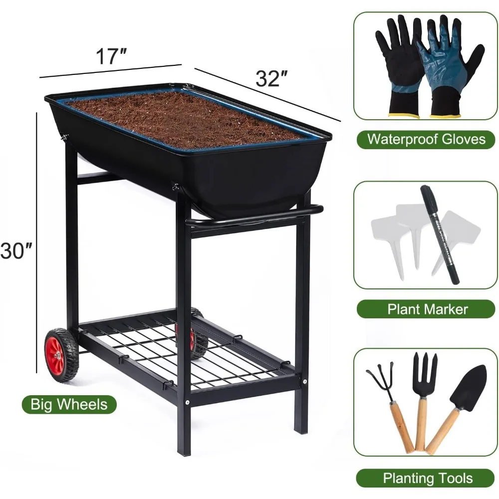 Приподнятый садовый ящик на колесах: Поднятый, мобильная садовая тележка с ножками-идеально подходит для внутреннего и наружного Патио, посадки во дворе