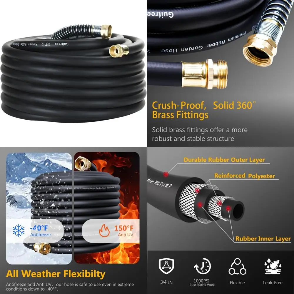 

Heavy Duty 75FT 3/4 Garden Hose with 200psi Working Pressure, 1000psi Burst, Suitable for Hot and Cold Water, Five-Layer Braided