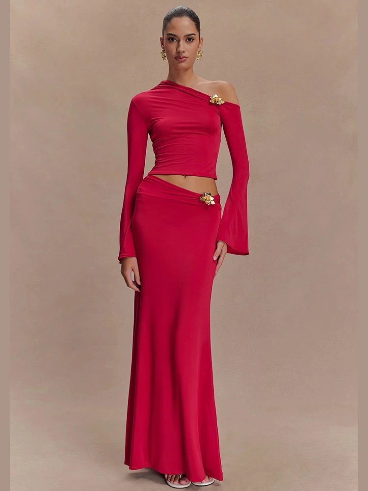 

Женский великолепный комплект из двух предметов, платье длиной до щиколотки, дизайн с длинными рукавами, элегантный случай, модный, модный для стильных дам