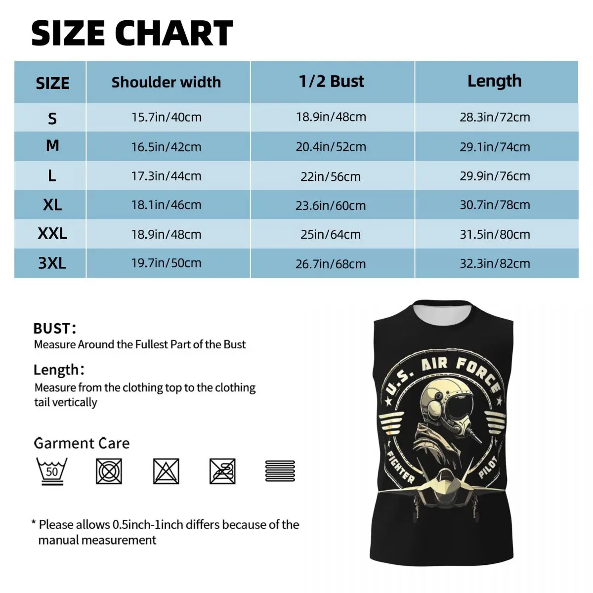 U.S. Air Force Fighter Pilot Military Aviation Vintage Men Sleeveless T-shirt Hip Hop Street Style Beach Holiday Tank Tops