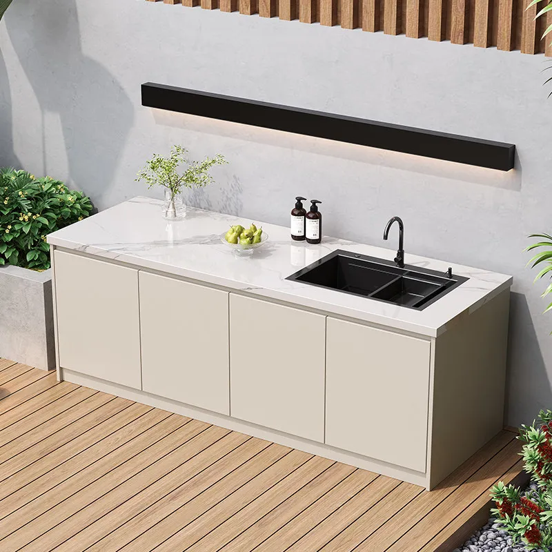 Outdoor washbasin Garden sink Aluminum alloy console Integrated basin Outdoor balcony Sink Garden storage