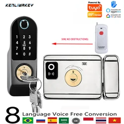 Tuya Smart Lock con telecomando Wifi TTLock Bluetooth Fingerprint Lock Passcode Card Keyless Digital Electronic Door Lock