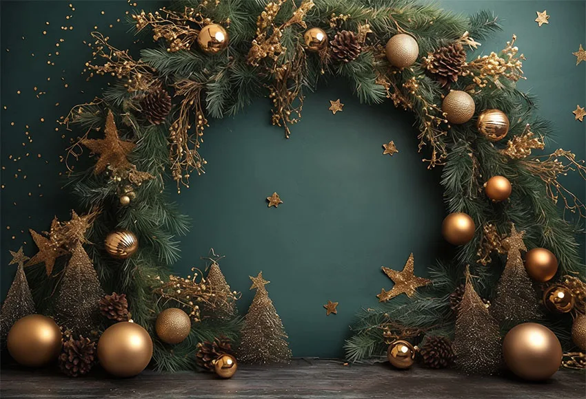 Mehofondการถ่ายภาพฉากหลังผนังสีเขียวGoldenคริสต์มาสเด็กPortrait Baby Shower Xmasเกล็ดหิมะดาวพื้นหลังPhotozone