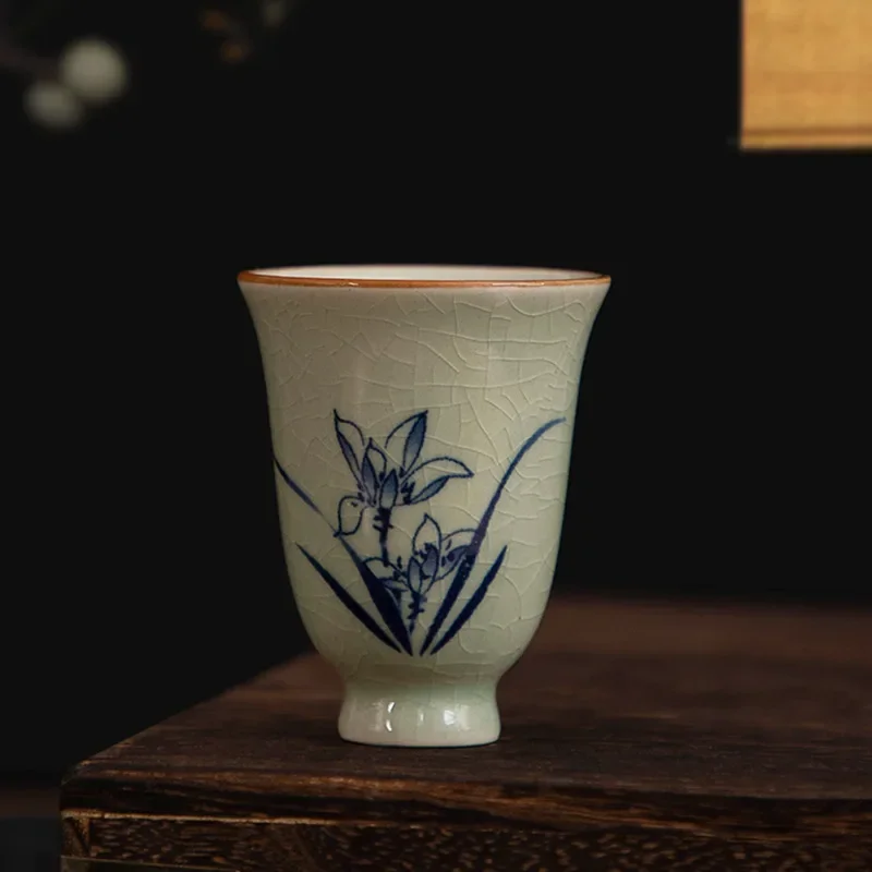 Chinese Ceramic Tea Cup Orchid Bamboo Chrysanthemum Beauty Plum Teaware Kitchen Dining Bar Pottery Grackle Glaze Teacups