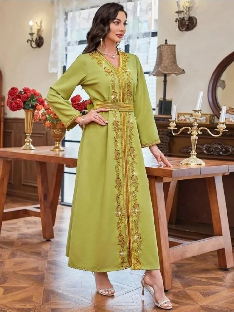 Eid Party Abaya Dress for Women Arab Muslim Morocco Caftan Robe Abayas Diamond Long Dresses Robe Woman Elbise Ramadan Vestidos