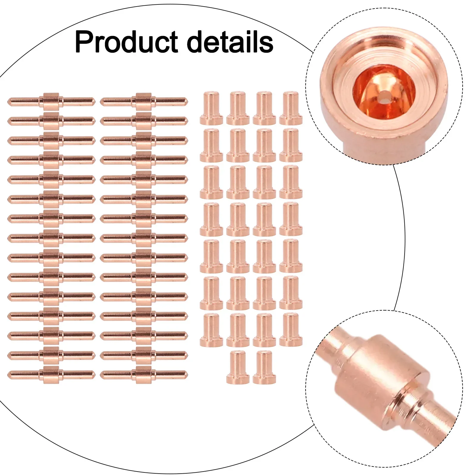 

Electrode Nozzle Welding Accessories For PT31 Long Electrode Tip 40A 60pcs For Air Plasma Cutter For PT-31 Cutting Torch