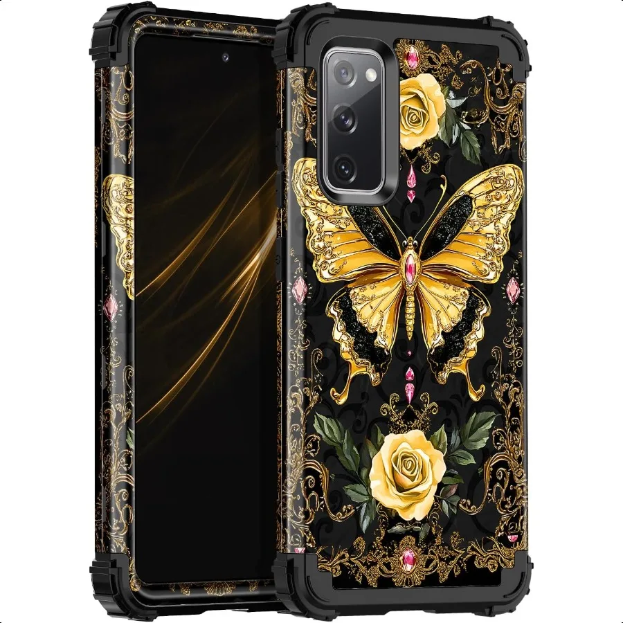 

Miqala for Galaxy S20 FE 5G CaseGlow in The Dark Three Layer Heavy Duty Shockproof Protection Hard Plastic Bumper+Soft Silicone