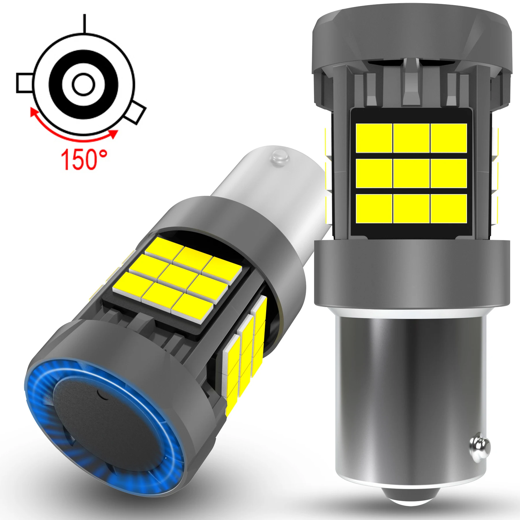 Katur 2pcs BAU15S py21w Led Car Light Turn Signal Light Reverse Brake Light Super Bright DC 12V 3030 Chips Plug and Play Orange