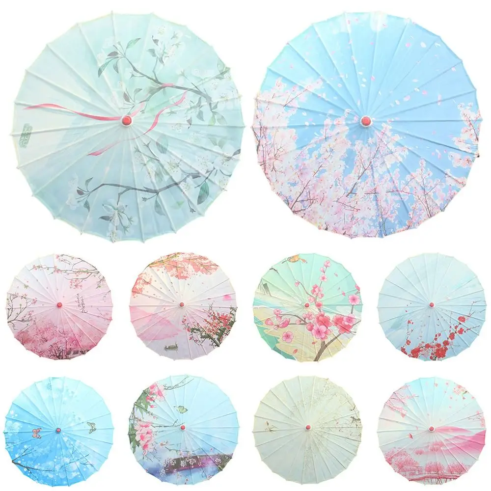 المطبوعة الحرير مزيتة ورقة مظلة الشريط تقليم 56 سنتيمتر حجم الحرير النسيج مظلة النمط الكلاسيكي شرابة تصميم