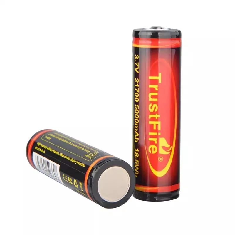 2ps/lot TrustFire 21700 Battery 3.7V 5000mAh Li-ion Rechargeable Battery with Protected PCB for Flashlight /Toy/Electrical Tools