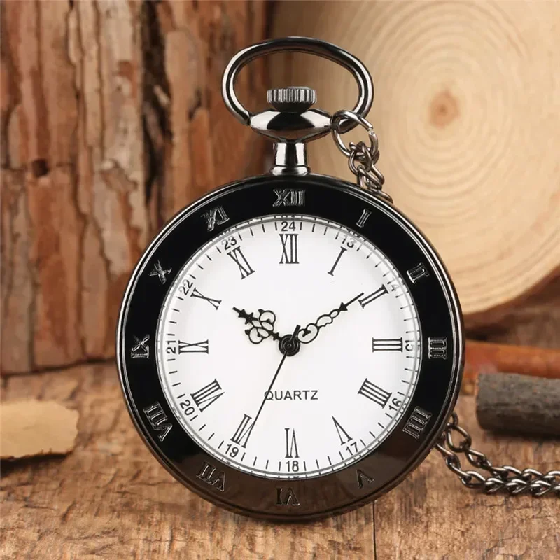 Retro Style Open Face Roman Number Display Men Women Retro Quartz Analog Pocket Watch Necklace Pendant Chain Timepiece Gifts