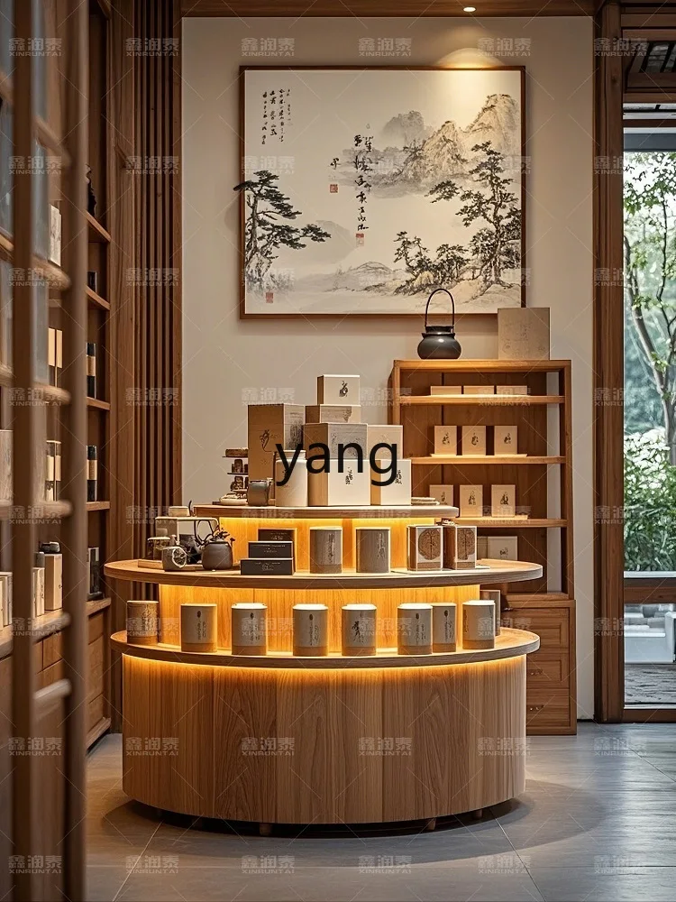 LTT commercial round island platform cylindrical display case product display case