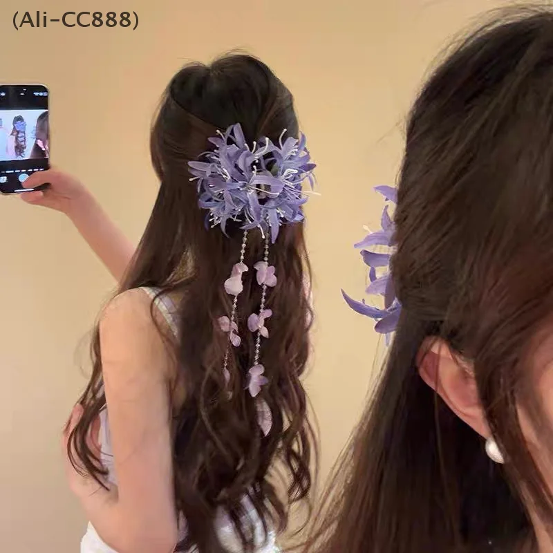 Bohemian Vacation Style Lily Flower Hair Clips Fairycore Simulation Flower Photo Hair Ornaments Side Clip Wer Headdresses