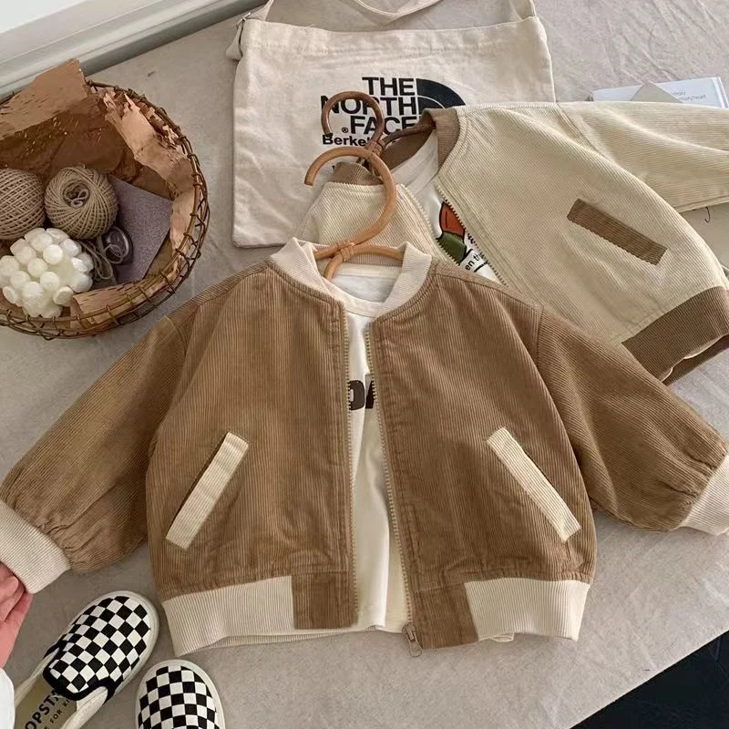 Kids Fashion Coats 2024 New Baby Boy Casual Jackets Children Solid Colour Baseball Outerwear Toddler Spring Autumn Clothing