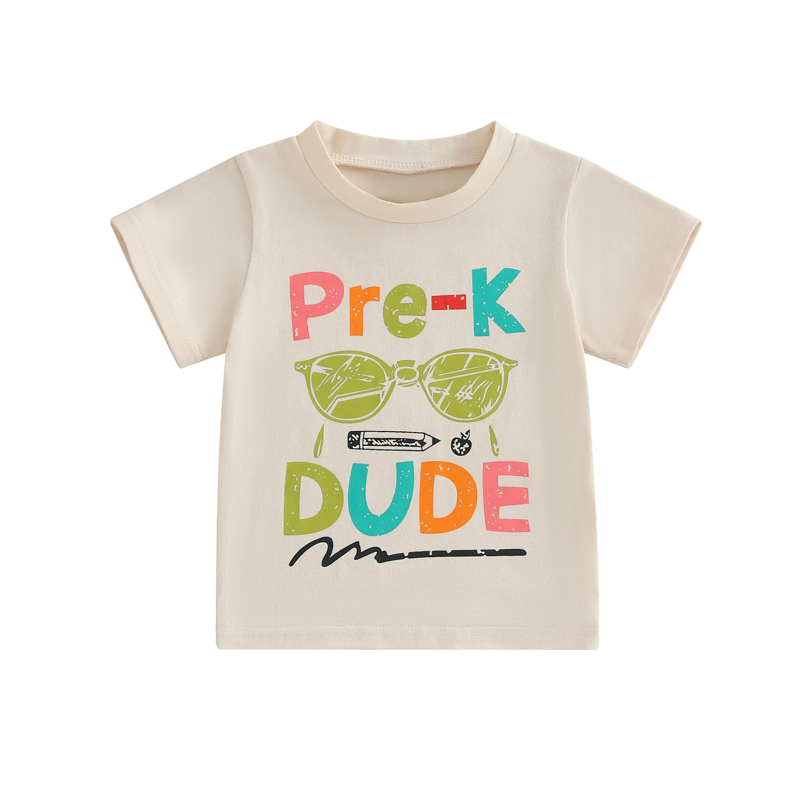 

Girls Back to School Tops Summer Short Sleeve Crewneck Letter Print Loose Fit T-shirt