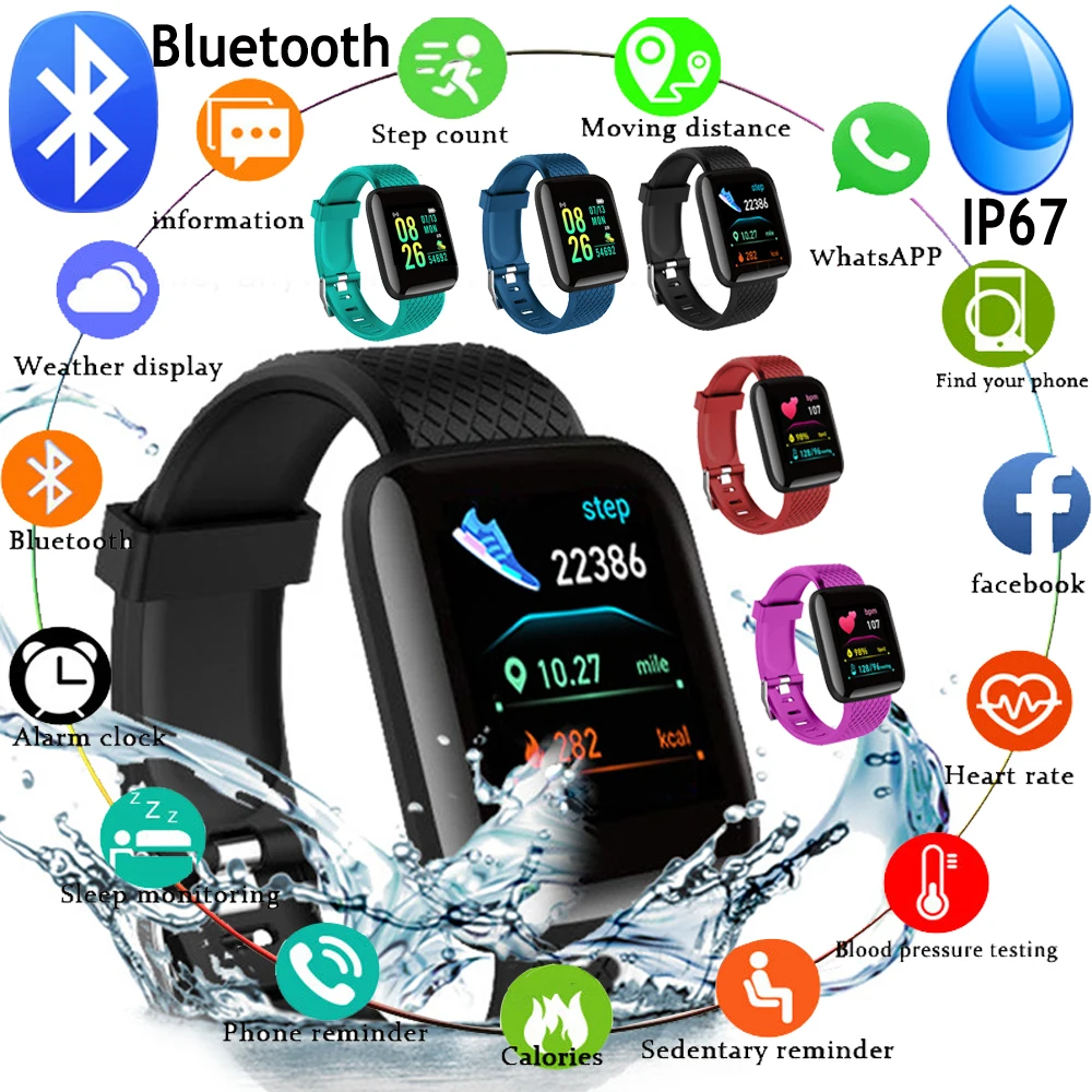 Kinderen Slimme Horloge Voor Meisjes Jongens Vrouwen Mannen Bloeddruk Hartslagmeter Waterdichte Sport Armband Smartwatch Voor Android Ios