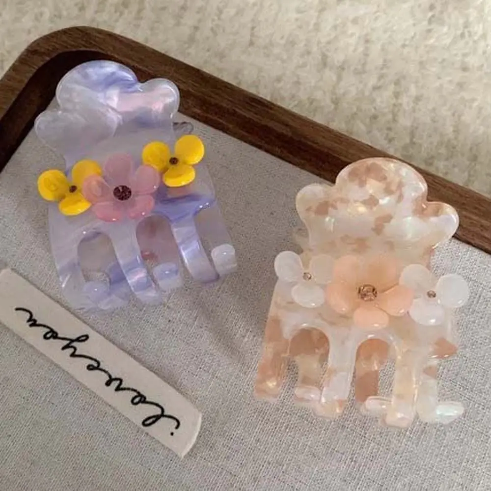 

Crystal Flower Hair Clip Acetic Acid Hairpins Small Acetate Hair Claw Korean Style Hair Accessories Zircon Hairgrip Female/Girls