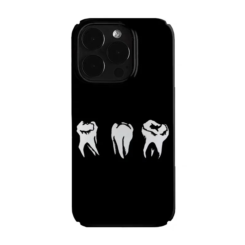

Black Funny Teeth Painting Art Phone Case for IPHONE 17 Air 16E 15 PROMAX 14 Plus 13 12 MINI 11PRO 16Plus XR Acrylic Phone Cover
