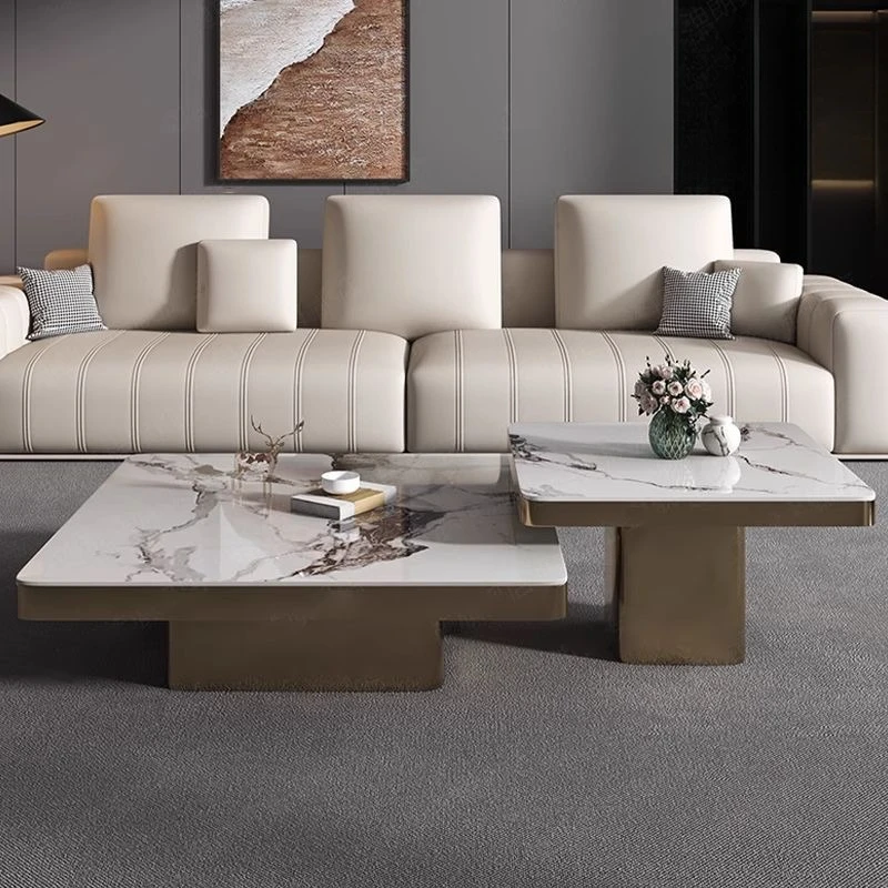 Coffee table modern simple square size combination minimalist rock slab coffee table living room home