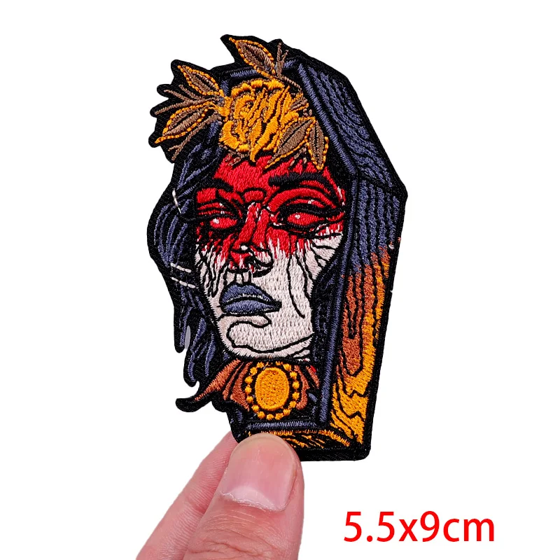 Flower/Skull Patch Punk Animal Embroidery Patch Iron On Patches For Clothing Butterfly Heart Embroidered Patches On Clothes DIY