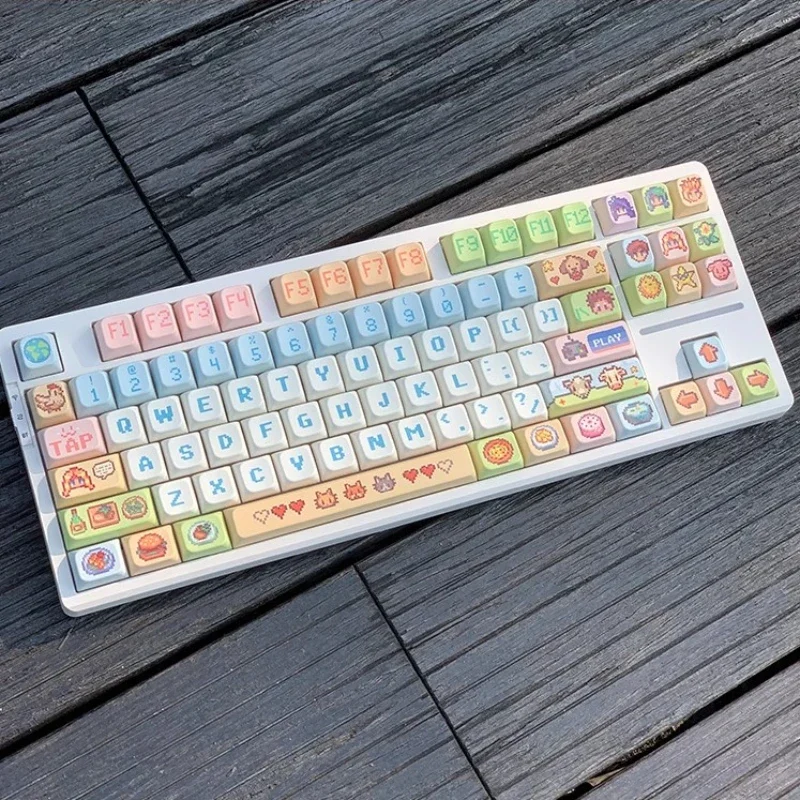 Stardew Valley Theme Keycaps Set PBT Sublimation Cherry Profile Keycaps for Mechanical Keyboard Pixel Valley Custom Key Caps