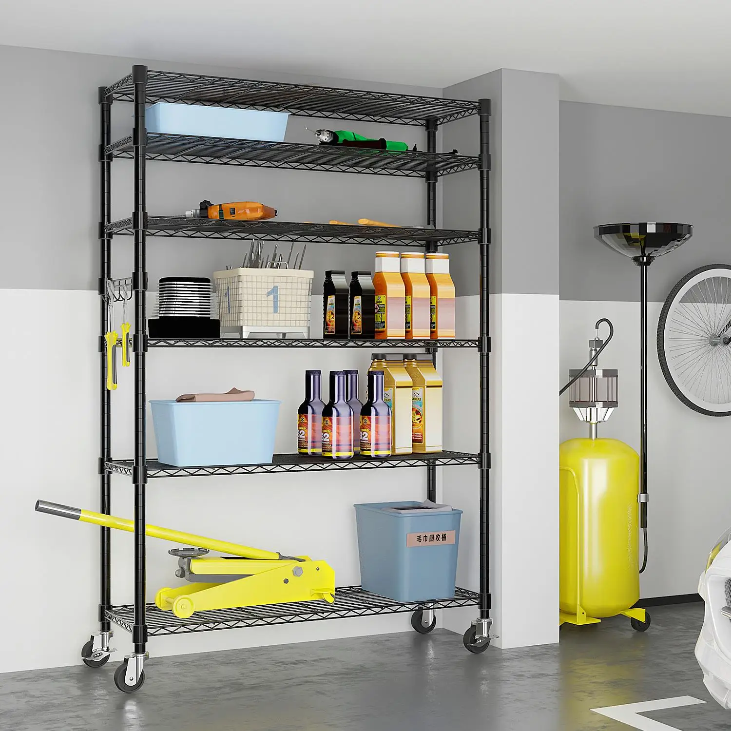 6-Tier NSF-Certified Steel Wire Shelving Unit with Wheels - Easy Assembly & Disassembly, Heavy-Duty Storage Solution