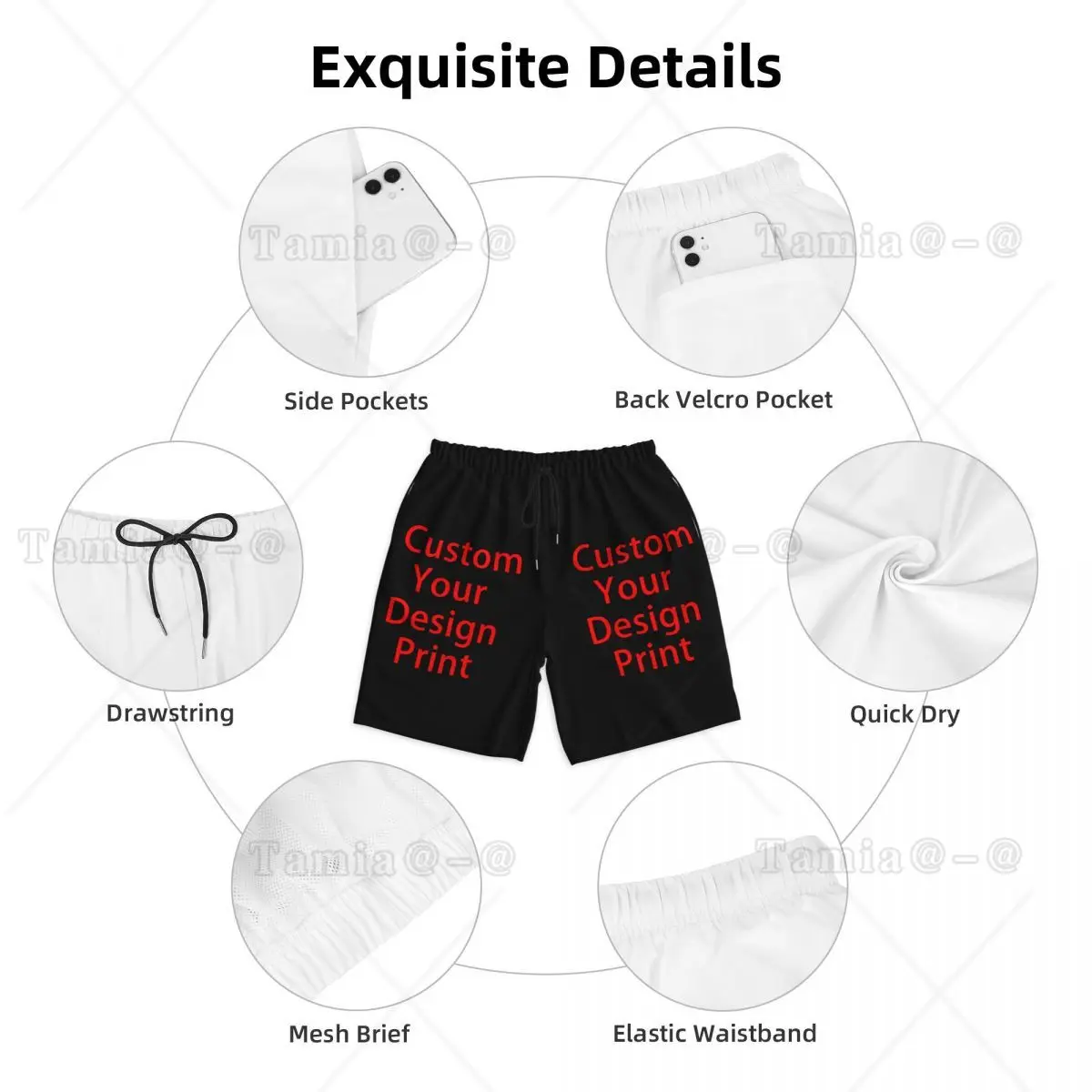 Custom Board Shorts Men Quick Dry Beach Boardshorts Customized Logo Printed Swim Trunks Bathing Suits