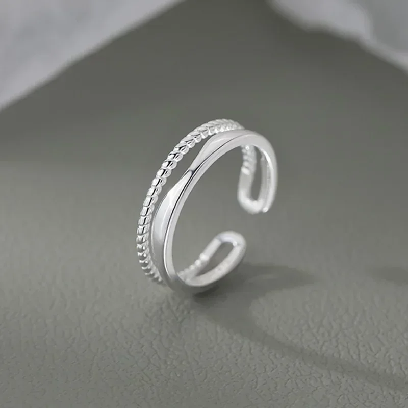 Anelli a doppia linea placcati in argento 925 originali per le donne Anello di fidanzamento per matrimonio Anello vintage da donna in argento Gioielli per feste