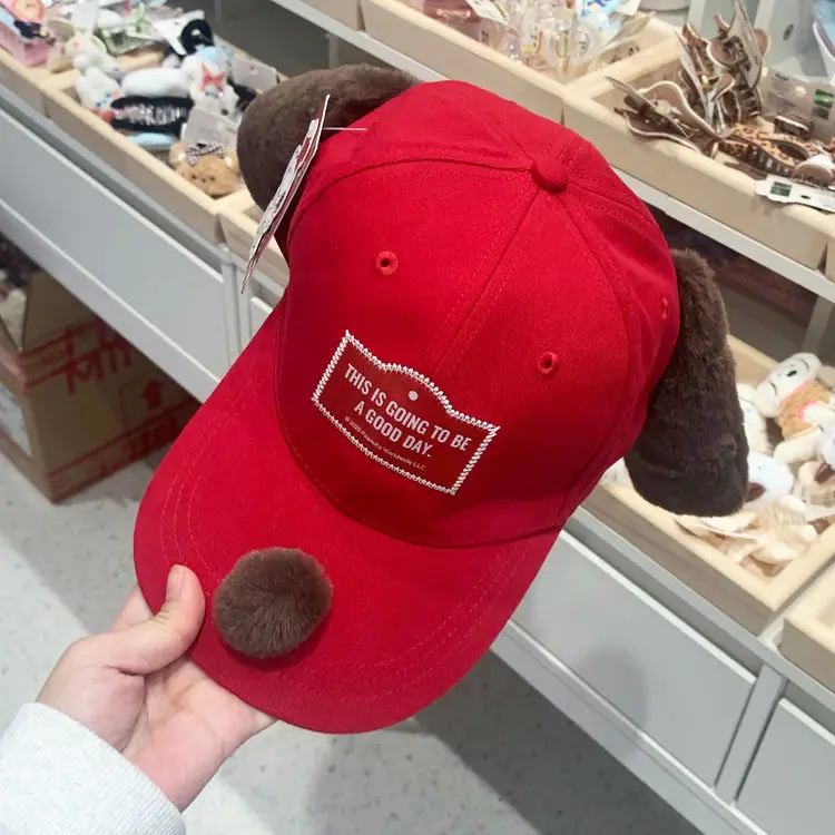 

Snoopy Baseball Cap with 3D Ears, Red Plaid Series Adjustable Hat for Men Women, Cute Cartoon Casual Sun Hat for Outdoor