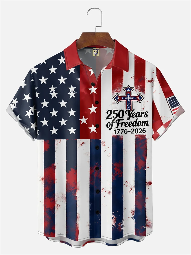 

250 Years Of Freedom 1776-2026 Hawaiian Shirt For Men Women Tops USA Independence Day Shirt Clothing 4th Of July Patriotic Gifts