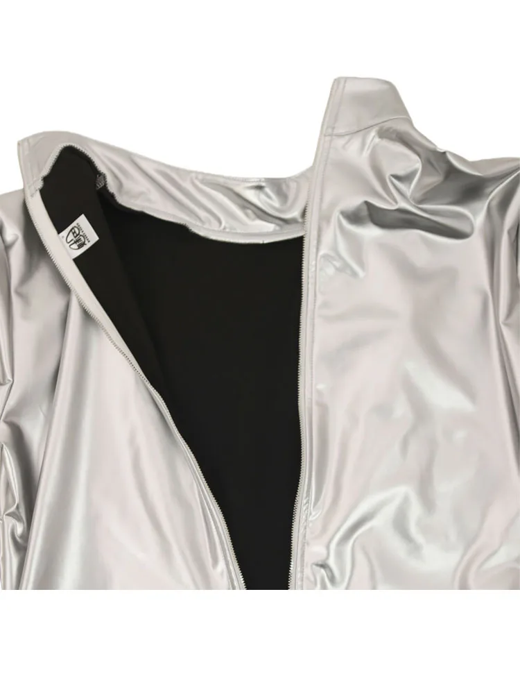 S-5XL Elastic PU Leather Hook Finger Long Sleeve Bodysuit Tights Patchwork Body Teddies Leotard Unitard Shaping Swimsuit Shirts