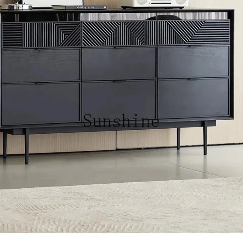 Italian light luxury all solid wood, living room storage, drawers, end of bed, storage, dining side cabinet