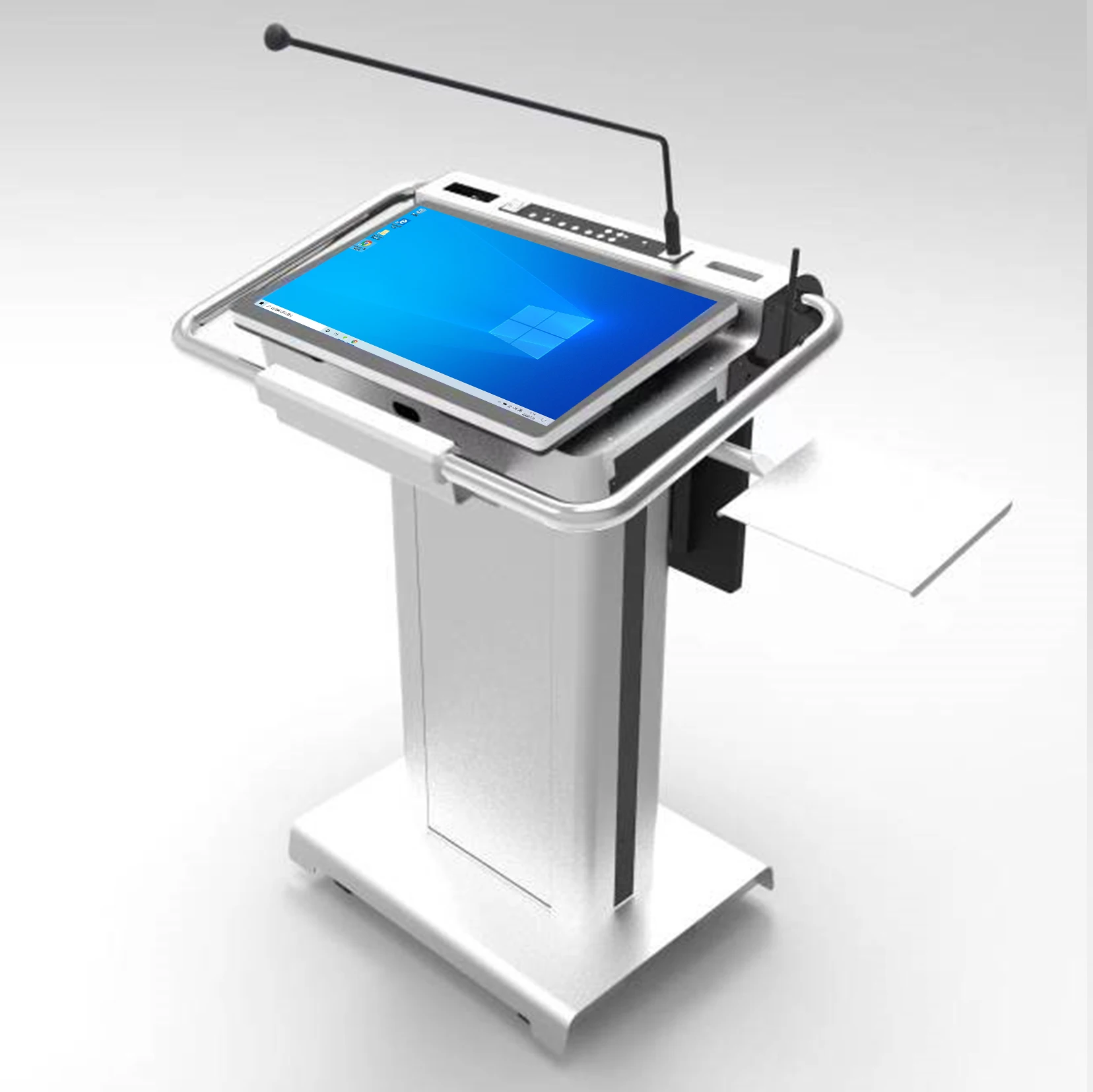 2024 Latest Educational Floor Standing Multimedia Lectern Digital Smart Podium And Wireless Microphone