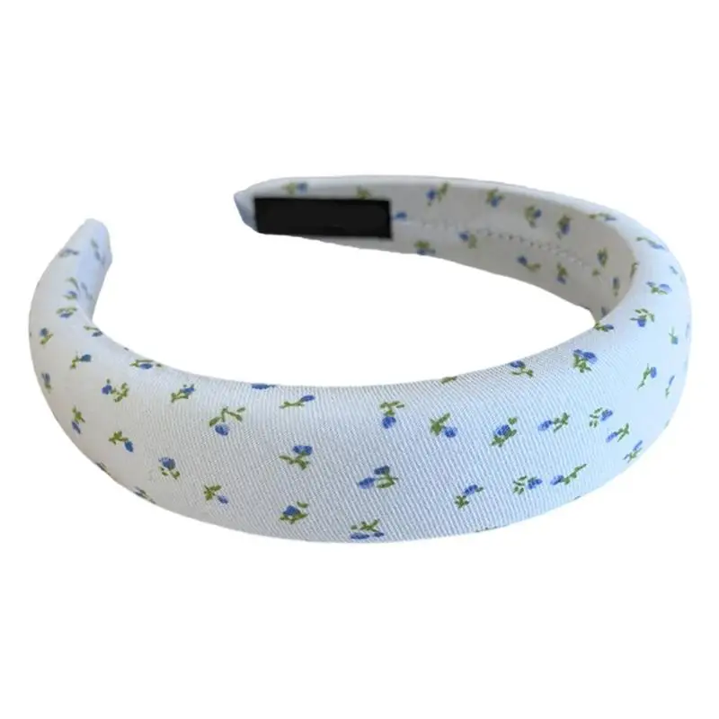 

31BB Blue Tartan Sponge Headbands For Girls Teens Bows Hair Accessory Gentle Elastic Band School Photo Party Fashion Hair Clip