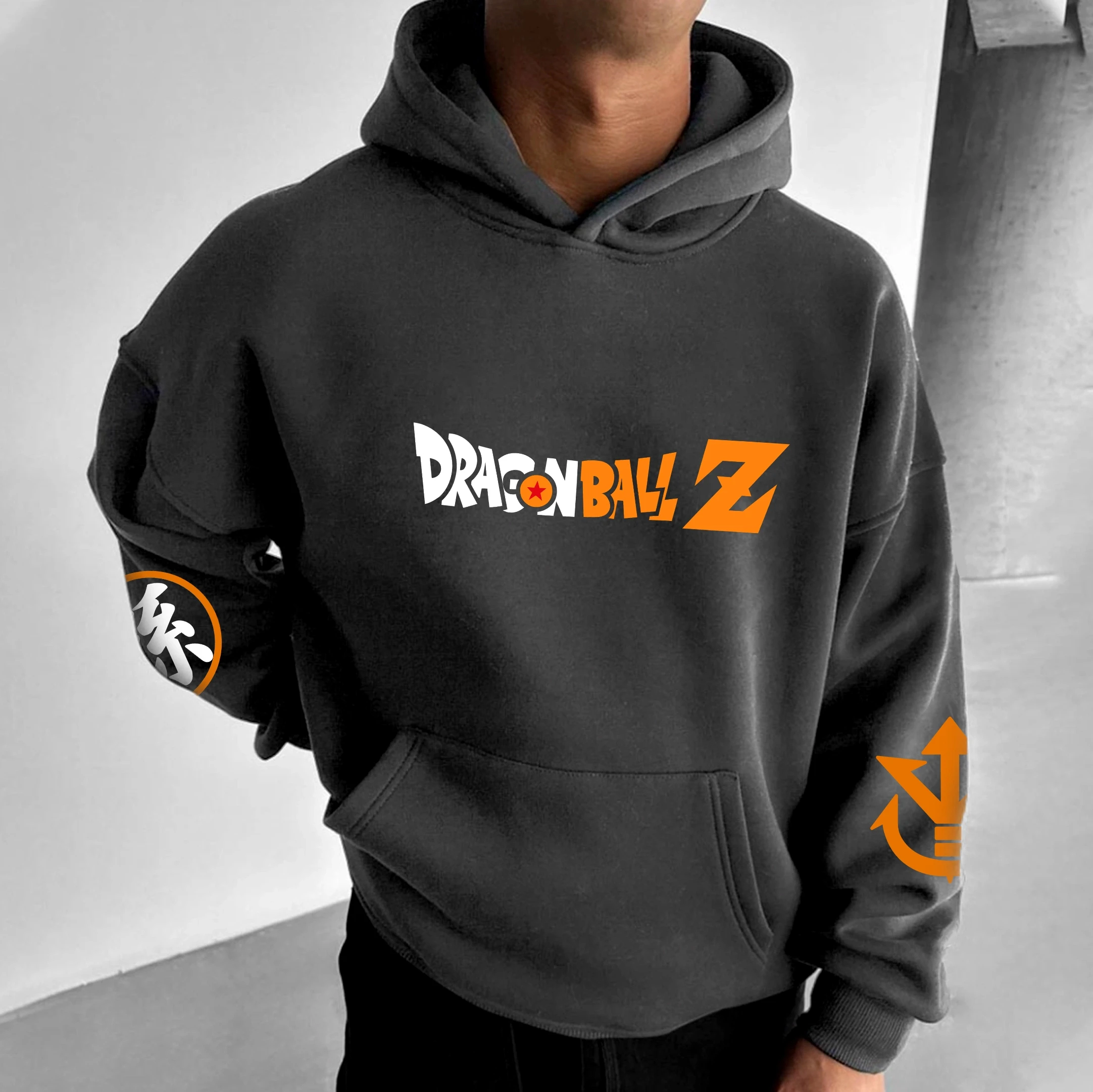Dragon Ball z Men's Spring and Autumn Street Hoodie Casual Loose Version Printed Dragon Ball z Alphabet Wukong Daily Wear