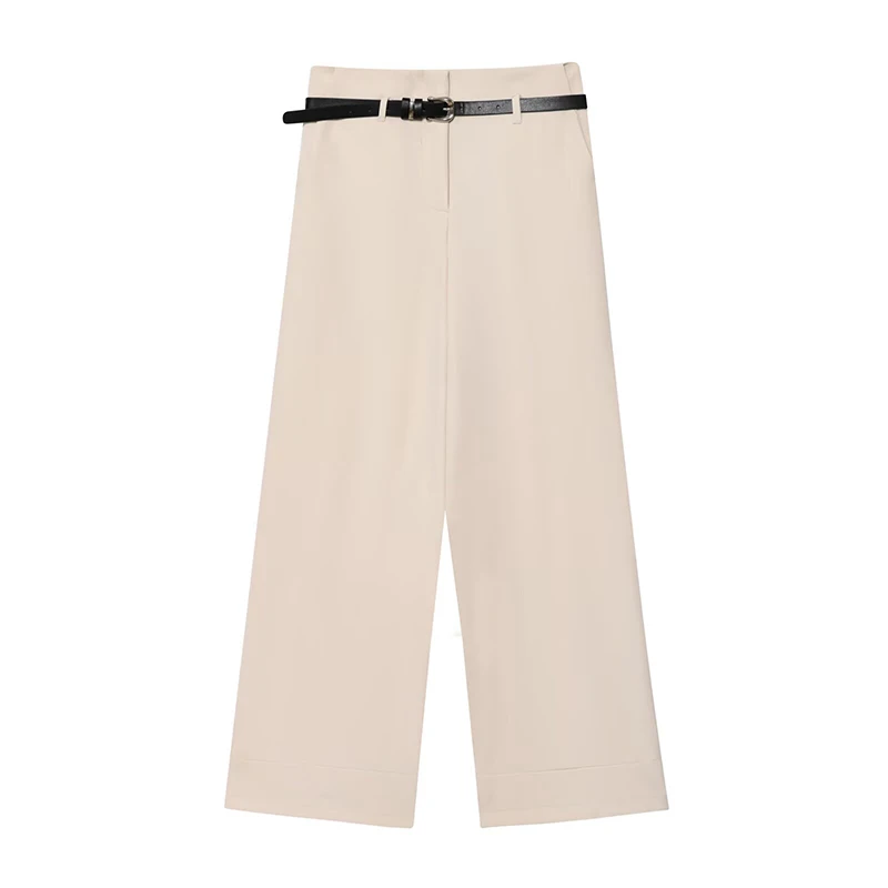 Pantalon femme mode avec ceinture taille haute pantalon bureau femmes pantalon droit femme pantalon élégant