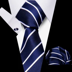 HUISHI 3-Pieces Blue Business Men's Tie Set Handmade NeckTie Men Formal Luxury Wedding High Quality Gravata Suit Accessories