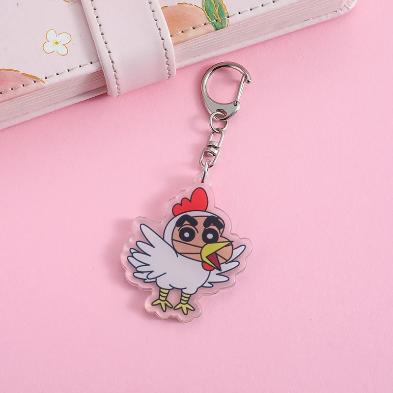 Crayon Shinchan Anime Lilo and Stitch Pendant Keychains Holder Car Key Chain Key Ring Mobile Phone Bag Hanging Jewelry Gifts