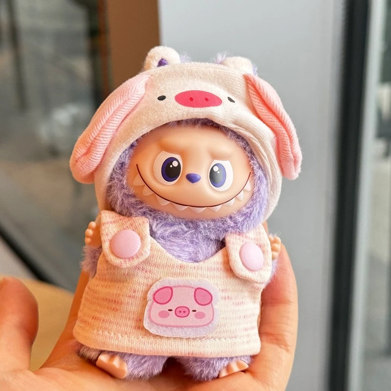 카툰 코끼리 돼지 옷 10cm 라부부 V4 미니 귀여운 강아지 고양이 스타일 드레스 세트 라부부 4.0 인형 액세서리