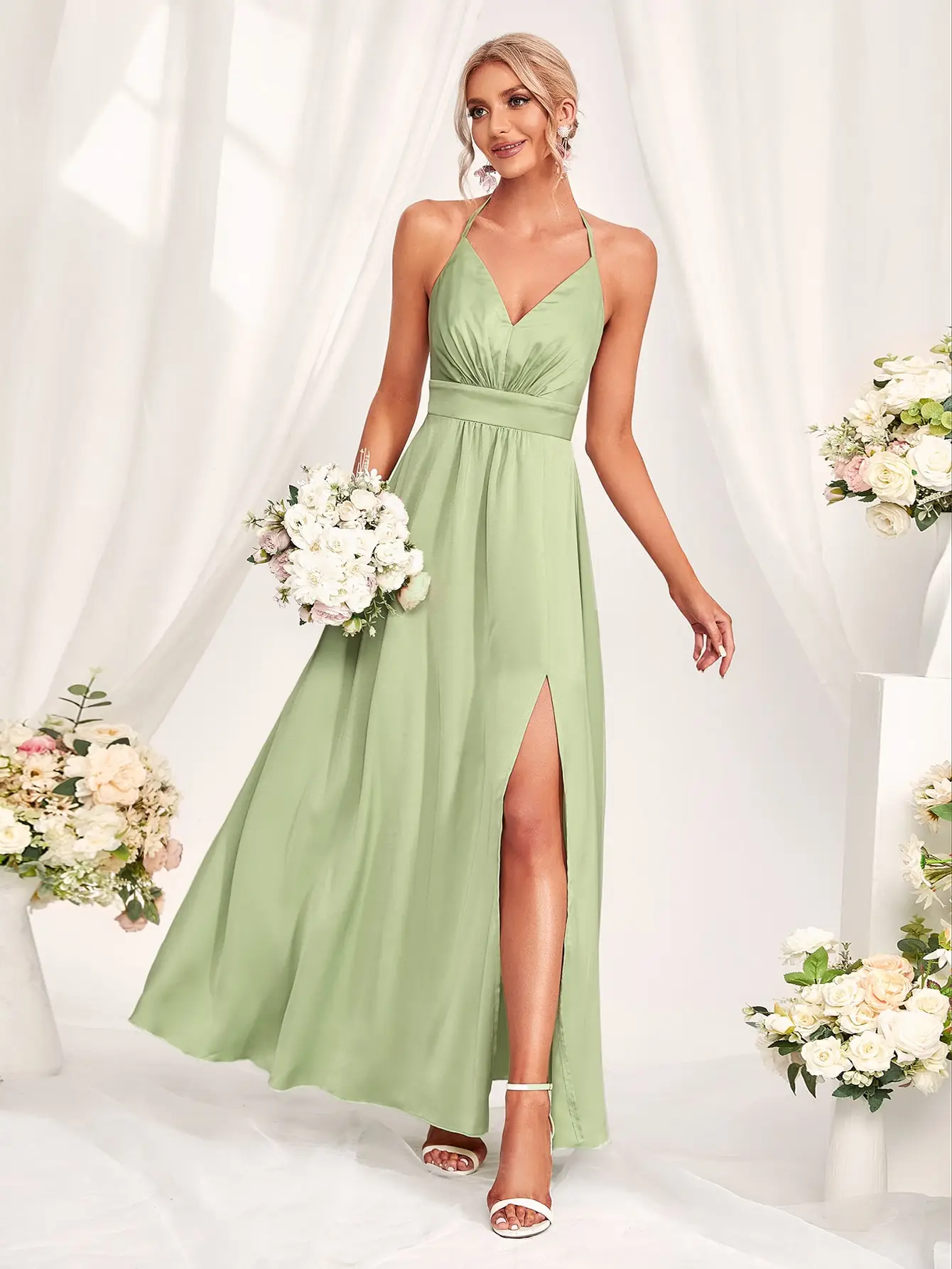 fashionable bridesmaid dresses A-Line Draped Sleeves Chiffon machine washing and hand washing Simple Fashionable Bridesmaid Dresses Modest