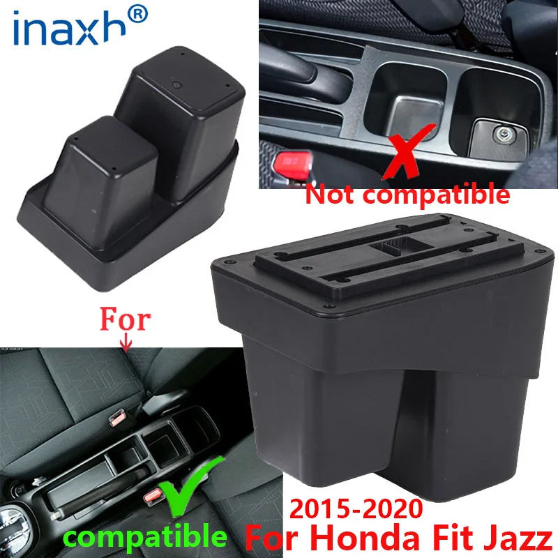 For Honda Jazz Armrest box For Honda Fit Jazz 3 Car Armrest 2015-2020 2015 2016 2017 2018 2019 Arm Storage box car accessories