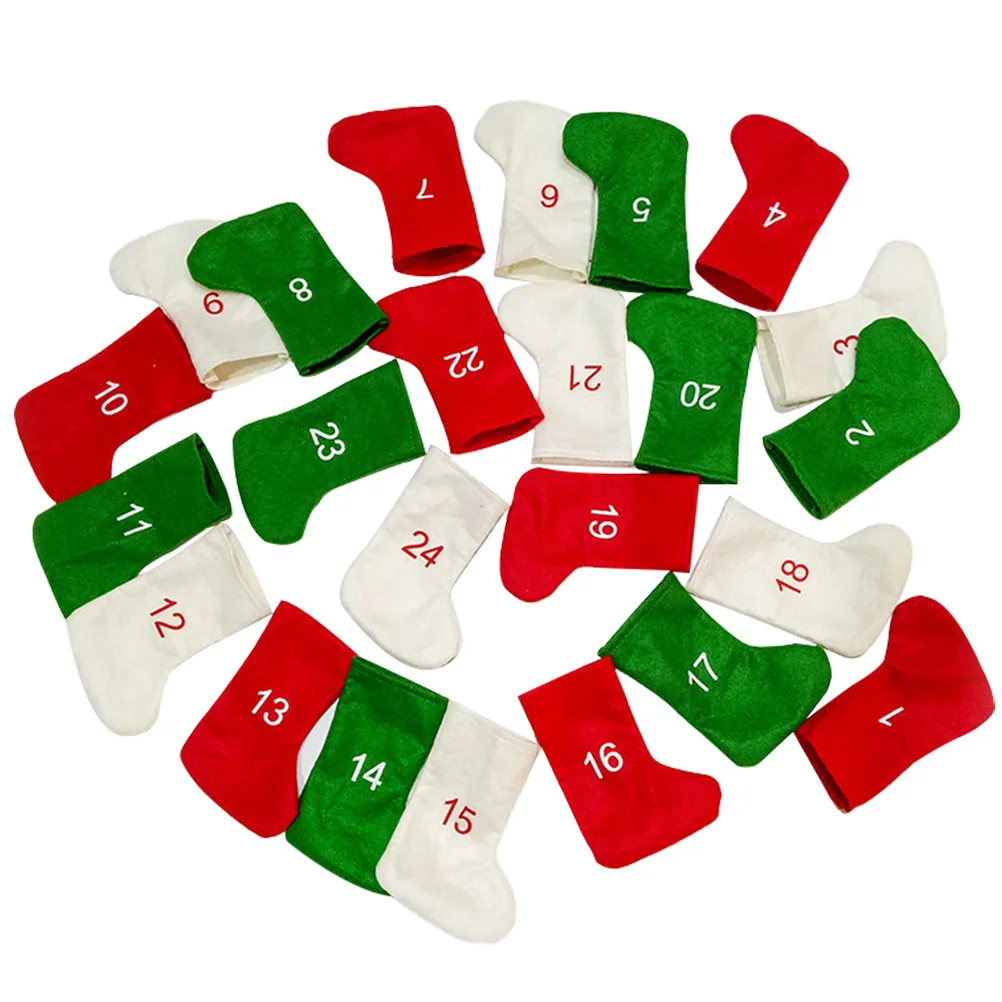 

24 Pcs Decorate Christmas Socks Decoration Non-woven Fabric Countdown Stockings