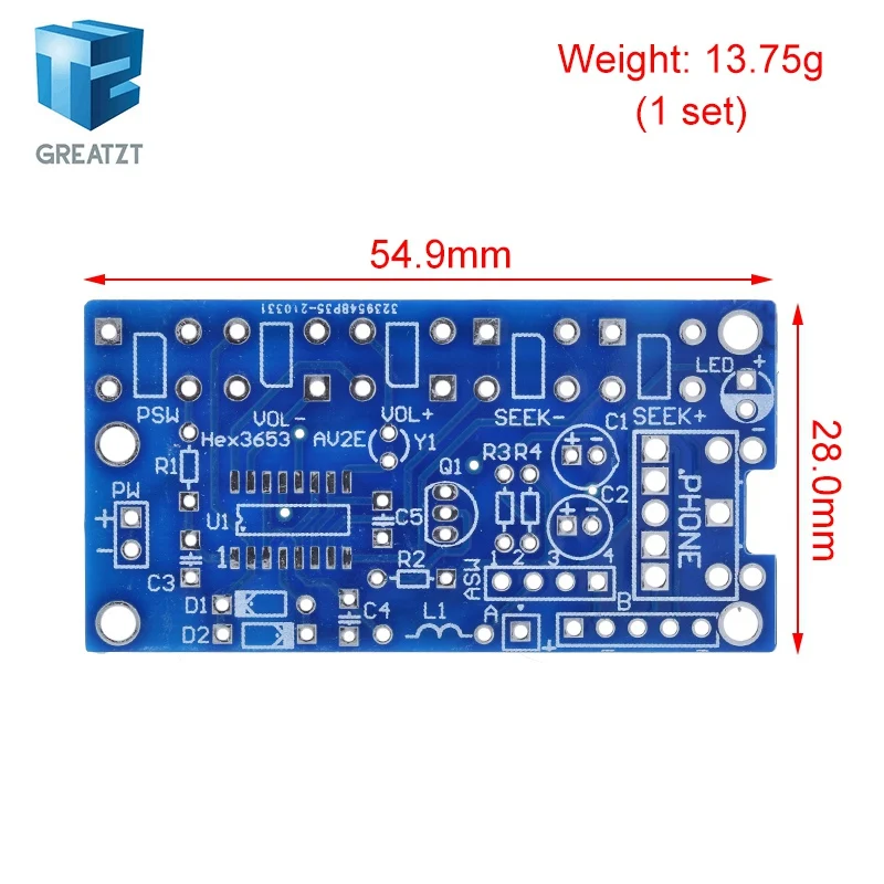 GREATZT DIY Electronic Kits Wireless Stereo FM Radio Receiver Module 76MHz-108MHz DC 1.8V-3.6V image 2