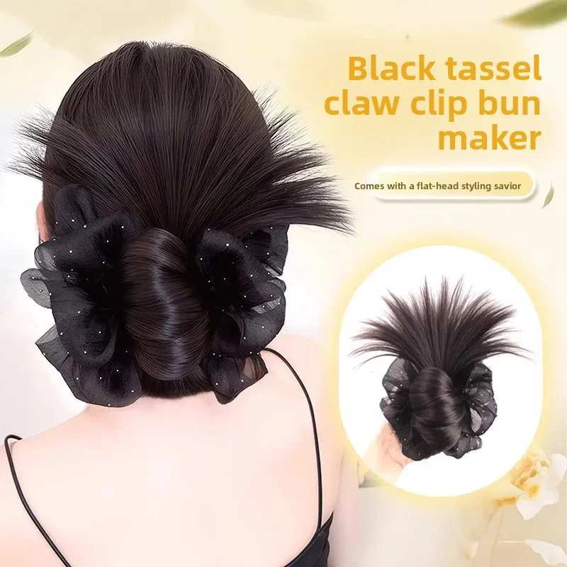 شعر مستعار منخفض الكعكة مع مشبك انتزاع الشعر النسائي كسول نمط الشعر أوبدو الطبيعي رقيق الظهر الشعر التمديد الذيل الاصطناعية الآسيوية