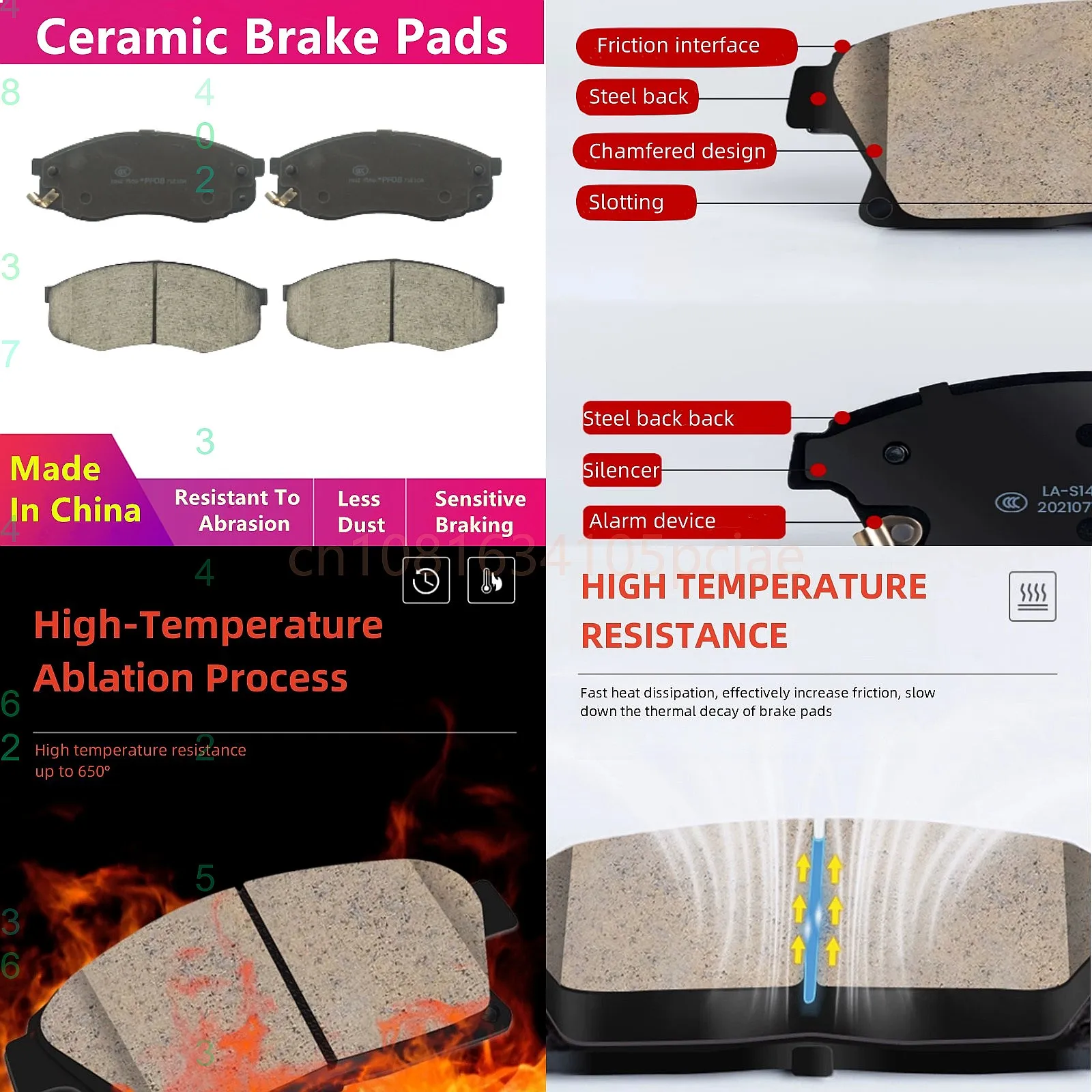 Ceramic Front Brake Pads S202F260301-0800 For Changan Uni-T S202 1.5T First Gen Auto Parts
