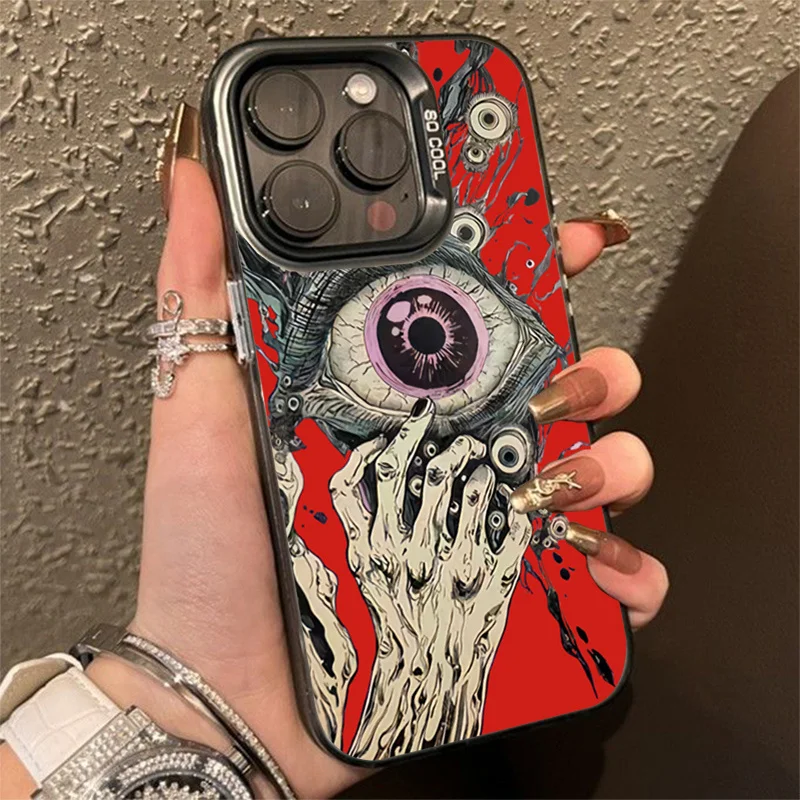 Spooky Scary Red Eye Laser Phone Case for OPPO A16 A17 A18 A31 A37 A38 A55 A57 A58 A74 A76 A78 A94 A98 4G 5G Matte Back Cover